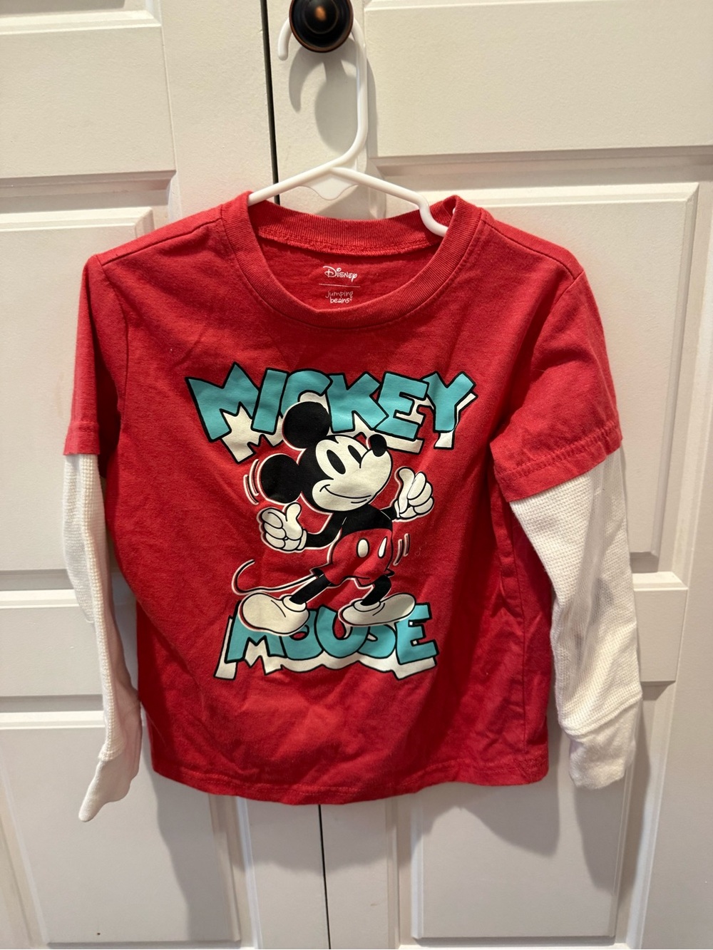 ❤️‍🔥FWP ~ Disney Red Mickey Mouse Layered-Look Long Sleeve Tee